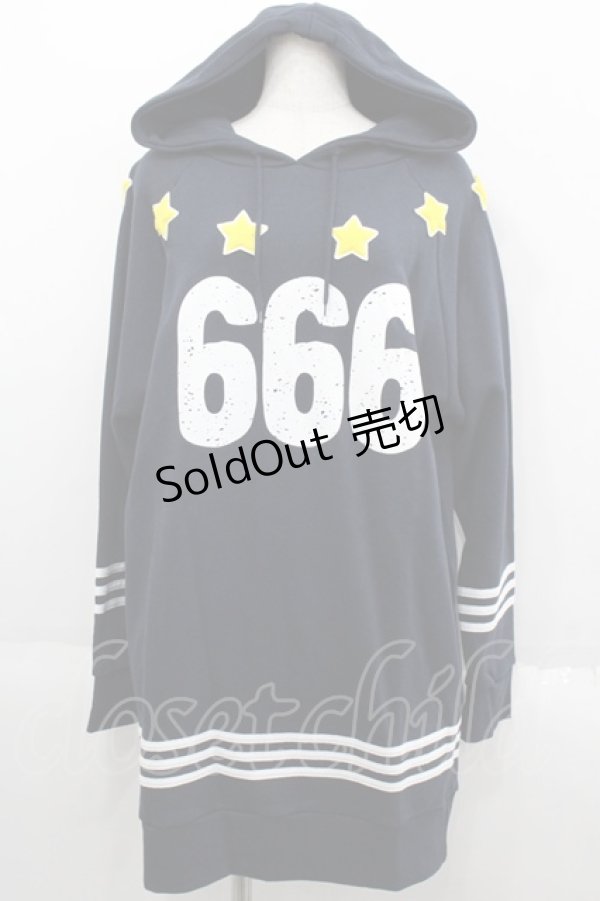 画像1: HELL CAT PUNKS / 666ロングプルパーカー  ネイビー I-25-06-11-017-PU-TO-HD-ZI (1)