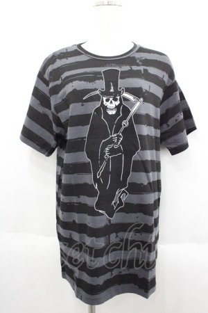 画像: KREEP SVILLE666 / Mr Reaper Striped T-shirt M グレー×ブラック I-25-06-11-019-PU-TS-HD-ZI