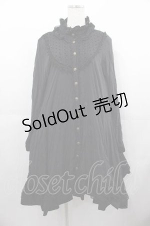 画像: h.NAOTO / フロッキードット切り替えハイネックシャツワンピース  黒 I-25-06-17-074-HN-OP-HD-ZI