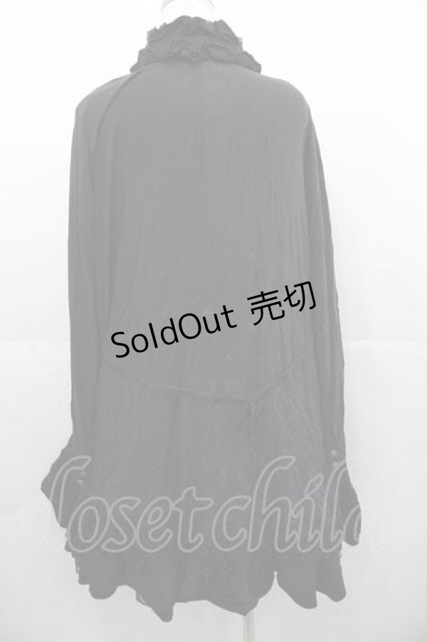 画像2: h.NAOTO / フロッキードット切り替えハイネックシャツワンピース  黒 I-25-06-17-074-HN-OP-HD-ZI (2)