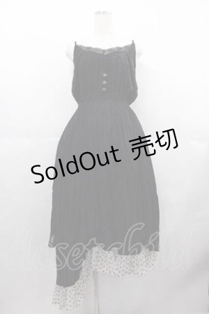 画像: GRAMM / レース切り替えキャミロングワンピース  黒 I-25-06-17-075-HN-OP-HD-ZI