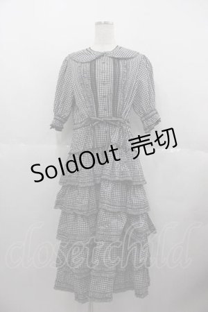 画像: alcali / コットンギンガム前開きワンピース  黒Ｘ白 I-25-06-17-078-LO-OP-HD-ZS