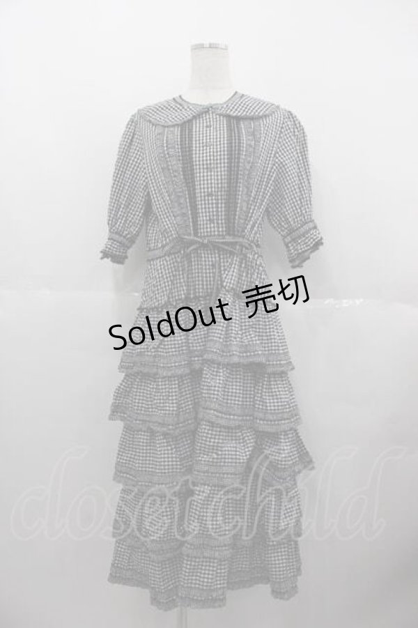 画像1: alcali / コットンギンガム前開きワンピース  黒Ｘ白 I-25-06-17-078-LO-OP-HD-ZS (1)