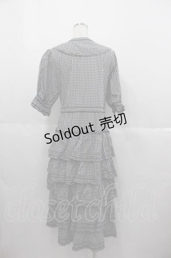 画像2: alcali / コットンギンガム前開きワンピース  黒Ｘ白 I-25-06-17-078-LO-OP-HD-ZS (2)