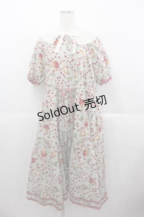 画像1: PINK HOUSE / キャットチェリードロップ柄ミディワンピース  ミント I-25-06-17-085-LO-OP-HD-ZS (1)