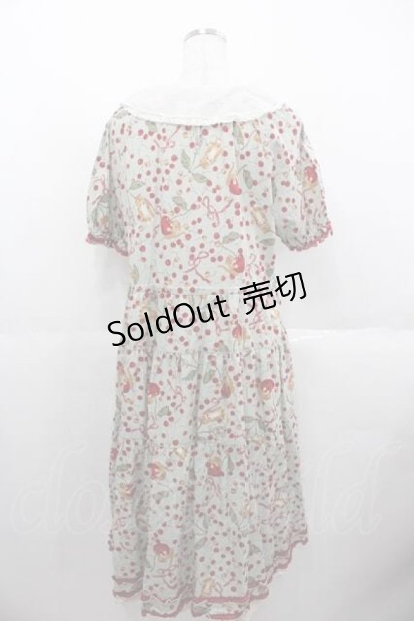 画像2: PINK HOUSE / キャットチェリードロップ柄ミディワンピース  ミント I-25-06-17-085-LO-OP-HD-ZS (2)