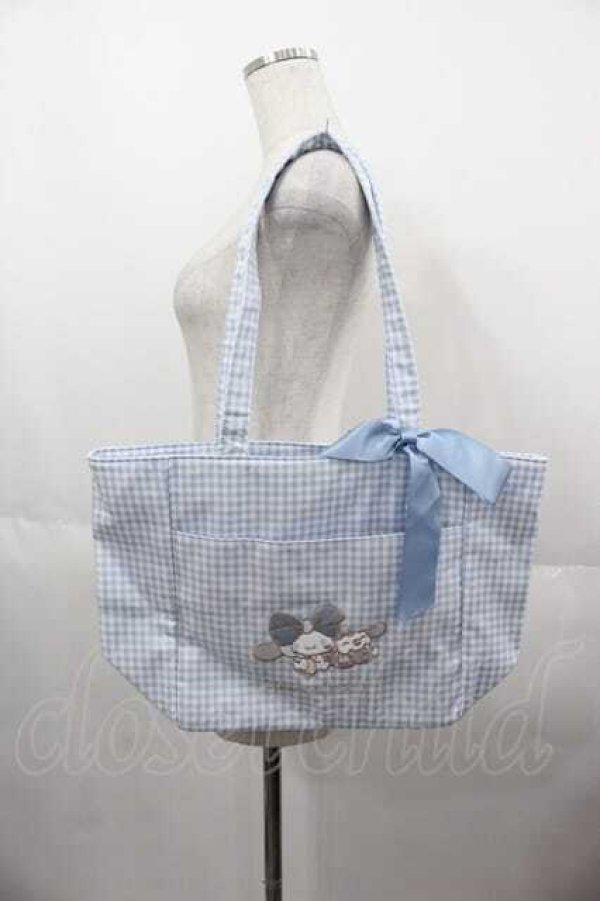 画像1: Maison de FLEUR / シナモロール&みるくギンガムチェックトートバッグ  サックス I-25-06-17-109-LO-BG-HD-ZI (1)