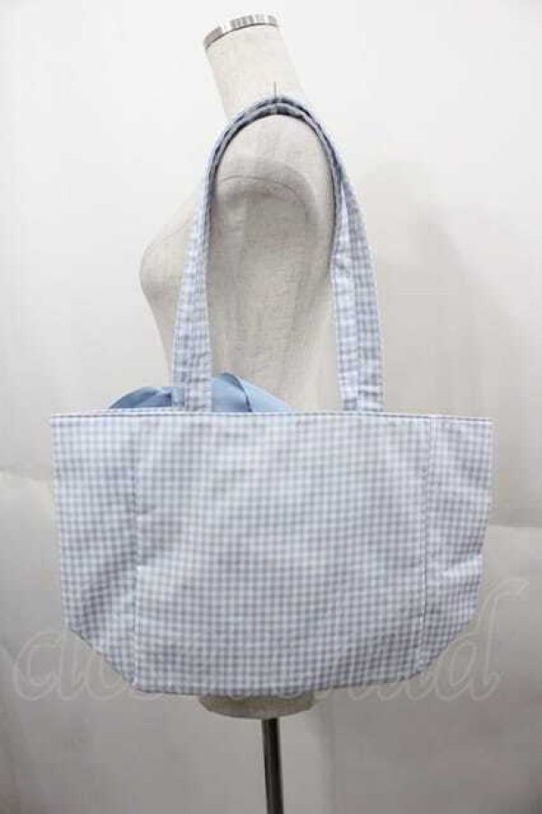 画像2: Maison de FLEUR / シナモロール&みるくギンガムチェックトートバッグ  サックス I-25-06-17-109-LO-BG-HD-ZI (2)