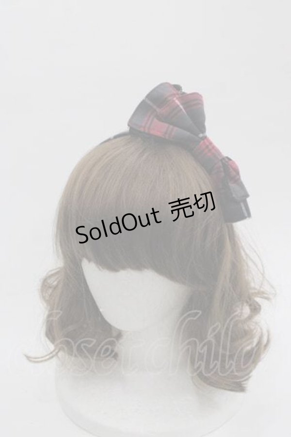 画像1: BABY,THE STARS SHINE BRIGHT / タータンチェックリボンカチューシャ  赤Ｘグレーチェック I-25-06-17-110-BA-AC-HD-ZI (1)