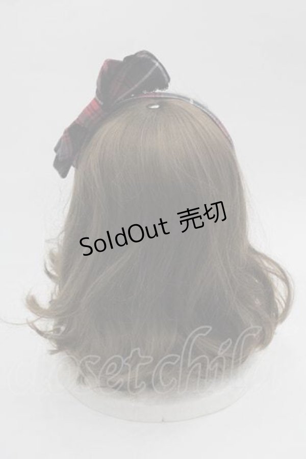 画像2: BABY,THE STARS SHINE BRIGHT / タータンチェックリボンカチューシャ  赤Ｘグレーチェック I-25-06-17-110-BA-AC-HD-ZI (2)