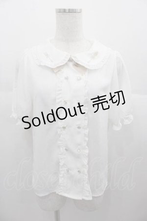画像: axes femme kawaii / カトラリーブラウス  白Ｘブラウン I-25-06-17-003-AX-BL-HD-ZI