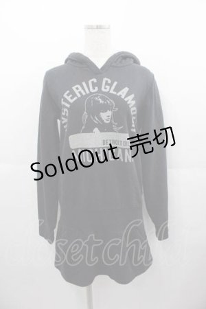 画像: HYSTERIC GLAMOUR / Girlプリントロングパーカー  黒Ｘグレー I-25-06-17-041-PU-TO-HD-ZI