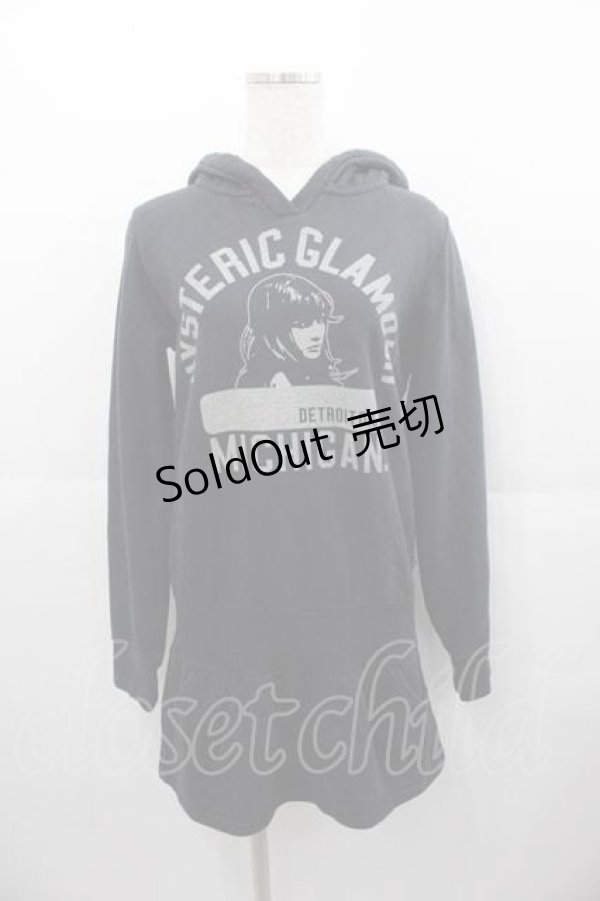 画像1: HYSTERIC GLAMOUR / Girlプリントロングパーカー  黒Ｘグレー I-25-06-17-041-PU-TO-HD-ZI (1)