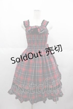 画像: BABY,THE STARS SHINE BRIGHT / タータンチェックIIシャーリングプリンセスジャンパースカート  赤Ｘグレーチェック I-25-06-17-044-BA-OP-HD-ZI
