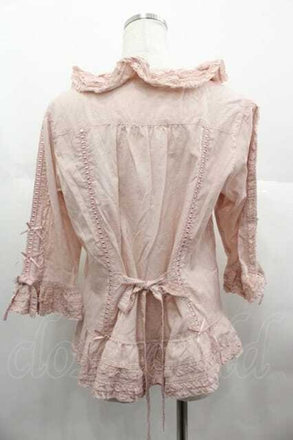 画像2: PINK HOUSE / ローズレース使いローンフリルブラウス  ピンク I-25-06-21-005-LO-BL-HD-ZI (2)