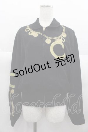 画像: INGEBORG / チェーンプリントブルゾン  黒Ｘゴールド I-25-06-21-045-LO-JA-HD-ZS