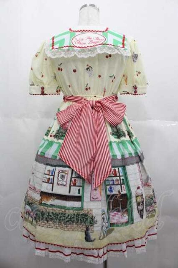 画像2: BABY,THE STARS SHINE BRIGHT / Kitten’s Sweet Cherries Cafe Diner柄ワンピース  レモン I-25-06-21-053-BA-OP-HD-ZI (2)