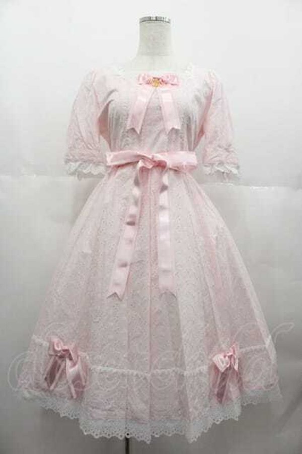 画像1: BABY,THE STARS SHINE BRIGHT / Rosine レースワンピース  ピンク I-25-06-21-055-BA-OP-HD-ZI (1)