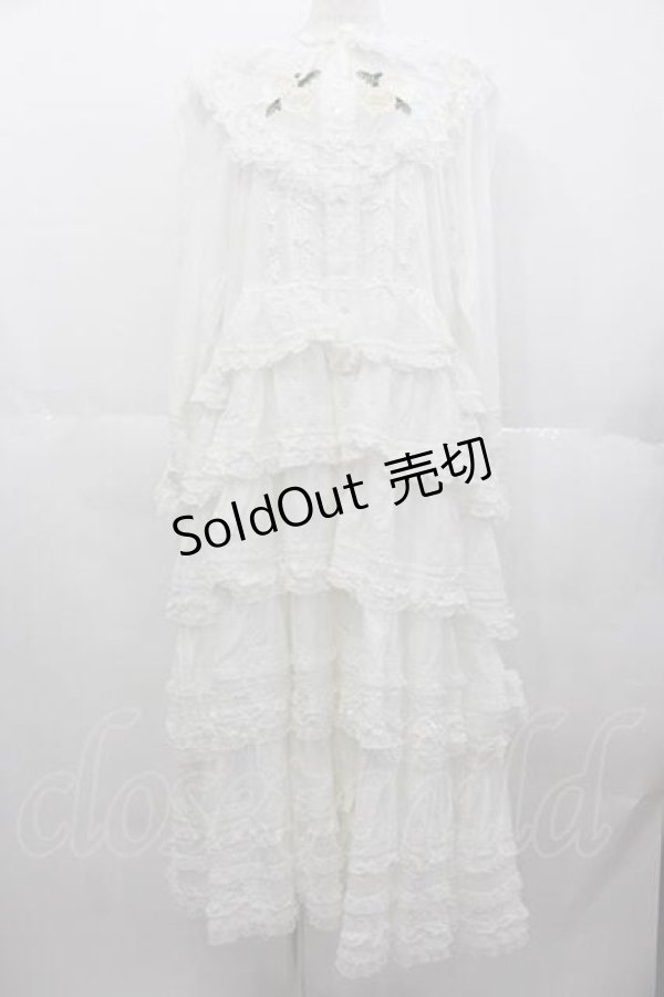 画像1: PINK HOUSE / ホワイトローズ刺繍使いワンピース  白 I-25-06-21-065-LO-OP-HD-ZI (1)