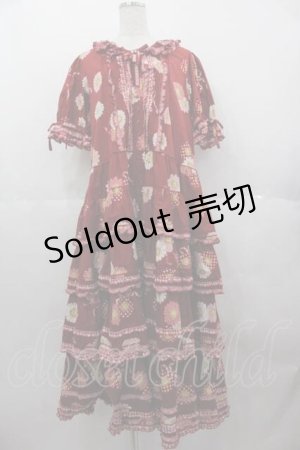 画像: PINK HOUSE / ひな菊コサージュプリントパッチワークワンピース  赤 I-25-06-21-067-LO-OP-HD-ZI