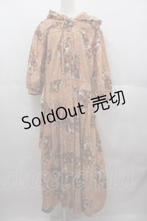画像: INGEBORG / チューリップ&オールドローズブーケ柄フードワンピース  オレンジピンク I-25-06-21-074-LO-OP-HD-ZI