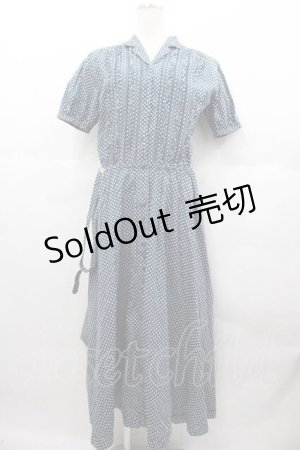 画像: INGEBORG / ドット半袖ワンピース  青Ｘ白 I-25-06-21-080-LO-OP-HD-ZI