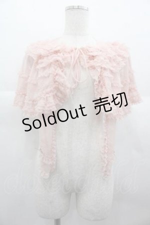 画像: PINK HOUSE / リボンブローチ付きウーリーチュールケープ  ピンク I-25-06-21-011-LO-JA-HD-ZI