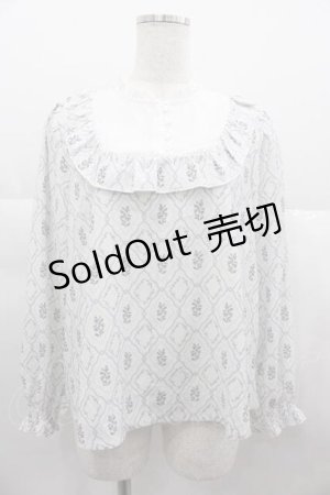 画像: F i.n.t / ヨーク切替フラワータイル柄ブラウス  オフホワイト/パープル I-25-06-21-002-CA-BL-HD-ZI