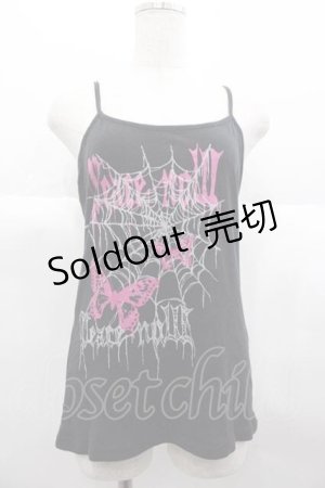 画像: PEACE NOW / 蜘蛛の巣プリントキャミトップス  黒ＸグレーＸピンク I-25-06-21-018-PU-TO-HD-ZI