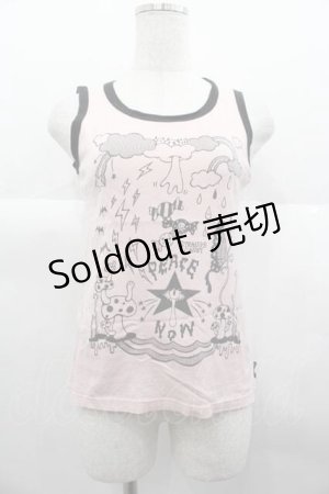 画像: PEACE NOW / エビィちゃんプリントノースリーブトップス  ピンクｘ黒 I-25-06-21-019-PU-TO-HD-ZI