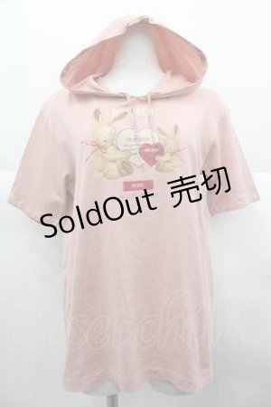 画像: PINK HOUSE / アンジェリックラビッツプリントフード半袖カットソー  ピンク I-25-06-21-029-LO-TO-HD-ZI