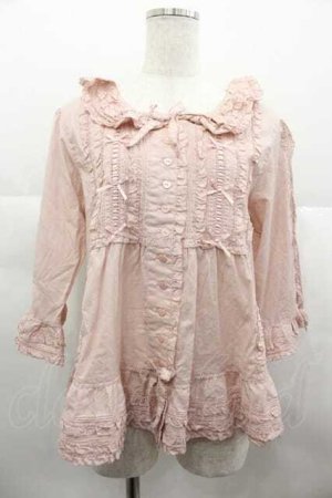 画像: PINK HOUSE / ローズレース使いローンフリルブラウス  ピンク I-25-06-21-005-LO-BL-HD-ZI