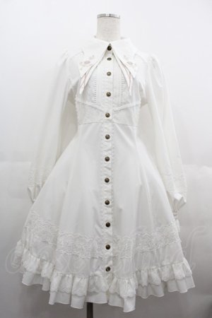 画像: OZZ ANGELO / 薔薇刺繍襟スナップボタンシャツワンピース  アイボリー I-25-06-25-069-OO-OP-HD-ZI