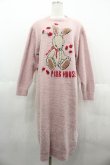 画像1: PINK HOUSE / うさぎリラックスニットワンピース  ピンク I-25-06-25-071-LO-OP-HD-ZI (1)