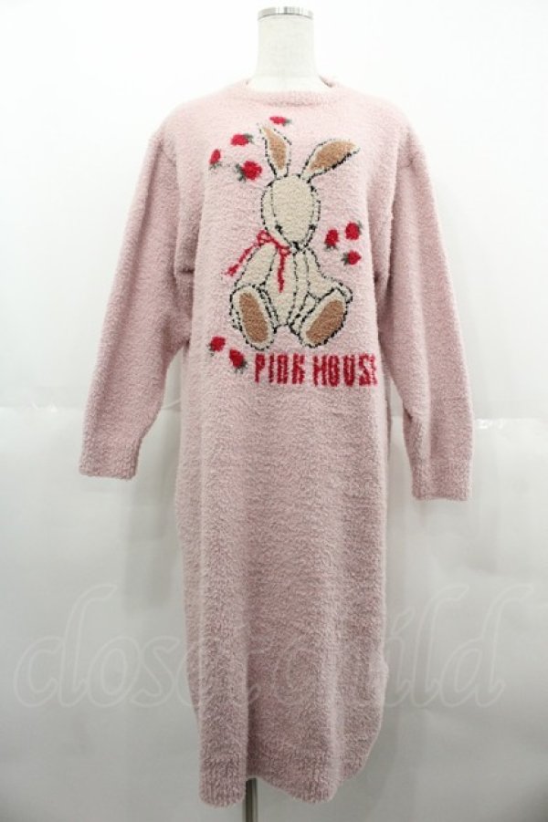 ピンクハウス　ルームウェア　うさぎ　ワンピース　ピンク PINK HOUSE / うさぎリラックスニットワンピース ピンク I-25-06