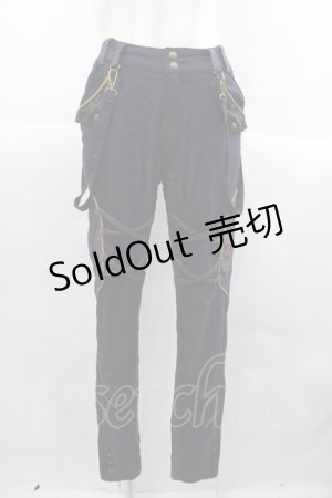 画像: Ozz oneste / 薔薇刺繍編み上げデザインパンツ  ネイビーＸパープル I-25-06-25-088-OO-PA-HD-ZI