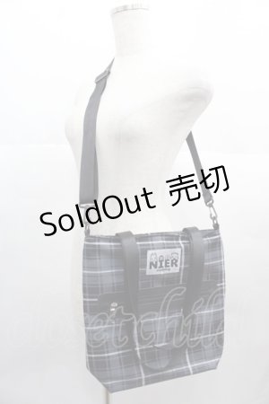 画像: NieR Clothing / チェックショルダーバッグ  グレーＸ黒チェック I-25-06-25-099-PU-BG-HD-ZI