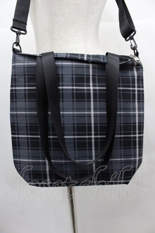 画像3: NieR Clothing / チェックショルダーバッグ  グレーＸ黒チェック I-25-06-25-099-PU-BG-HD-ZI (3)