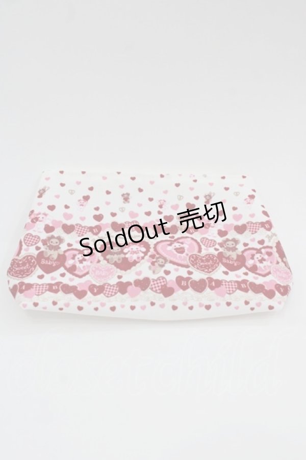 画像1: BABY,THE STARS SHINE BRIGHT / くみゃちゃんのSweet Baby Love Heart柄ポーチ  白Ｘ赤 I-25-06-25-107-BA-ZA-HD-ZI (1)