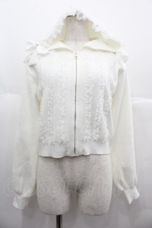 画像: mellfy memory / Ribbon ＆ lace ruffle headdress hoodieニット M 白 I-25-06-25-013-LO-TO-HD-ZI