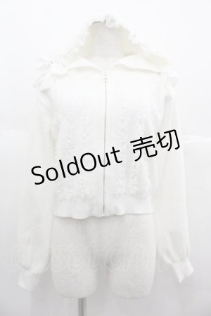 画像: mellfy memory / Ribbon ＆ lace ruffle headdress hoodieニット M 白 I-25-06-25-013-LO-TO-HD-ZI