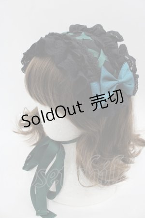画像: ATELIER PIERROT / レースアップフリルヘッドドレス  黒Ｘ緑 I-25-06-25-115-EL-ZA-HD-ZI