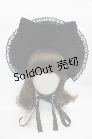 画像: vierge vampur / ねこみみボンネット  黒 I-25-06-25-121-LO-AC-HD-ZI