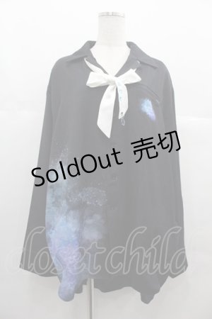 画像: Favorite / 滲む青空にはじける星泡水彩シャツ  黒Ｘ青 I-25-06-25-017-LO-BL-HD-ZI