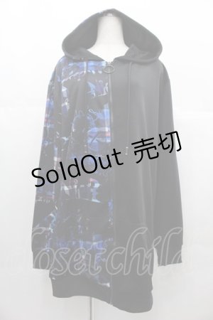 画像: NieR Clothing / 2カラー切替パーカー  黒Ｘ青 I-25-06-25-022-PU-TO-HD-ZI