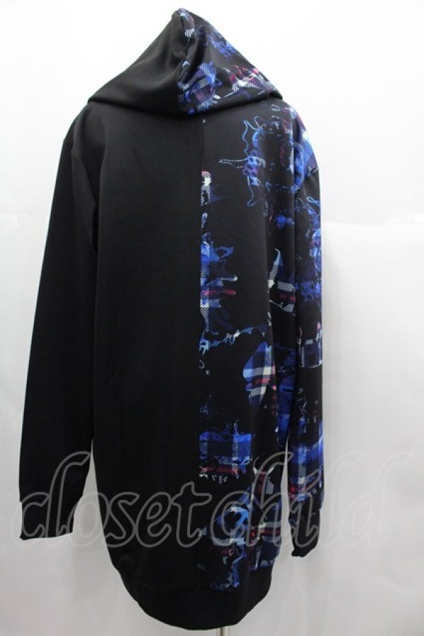 画像2: NieR Clothing / 2カラー切替パーカー  黒Ｘ青 I-25-06-25-022-PU-TO-HD-ZI (2)