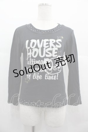 画像: LOVERSHOUSE / ロゴプリントTシャツ  黒Ｘ白 I-25-06-25-023-PU-TO-HD-ZI