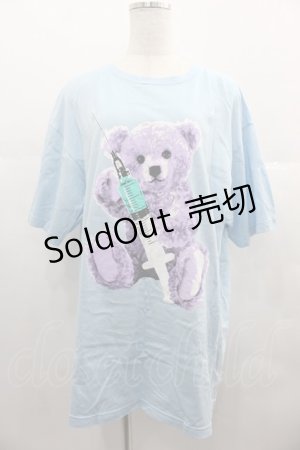 画像: LISTEN FLAVOR / お注射ベアビッグTシャツ  ライトブルー I-25-06-25-027-PU-TS-HD-ZI