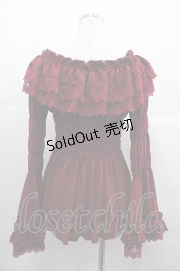 画像2: ATELIER PIERROT / Shirring princess sleeve blouse  ボルドー I-25-06-25-029-EL-BL-HD-ZI (2)
