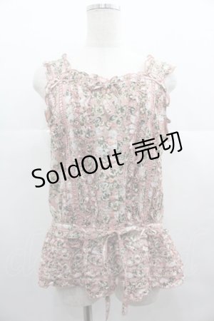 画像: PINK HOUSE / White Cloverプリントノースリーブブラウス  ピンク I-25-06-25-030-LO-BL-HD-ZI